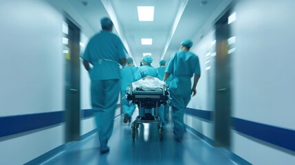 Group of Emergency Room Doctors Rushing Down Hospital Corridor to Save Generative AI