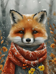 Cute red fox portrait