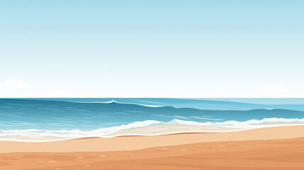 Fototapeta na wymiar Sunny Sea Bliss: Beach, Sea, Summer, Sand, Nature, Blue, Water, Landscape, Illustration, Sky, Background
