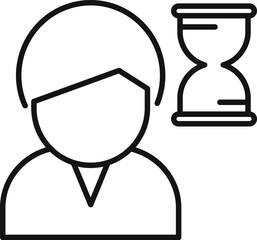 Make time for late work icon outline vector. Tired person. Business online