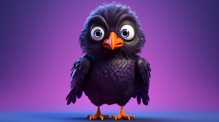 A cute cartoon raven character Ai Generative