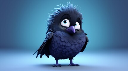 A cute cartoon raven character Ai Generative