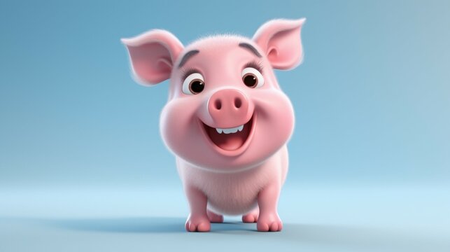 A cute cartoon pig character Ai Generative