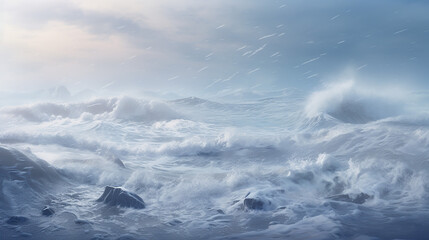 Obraz premium Biting December with frosted indigo waves december. 