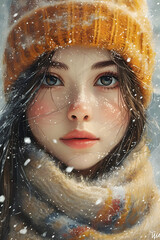 Art of a woman in winter