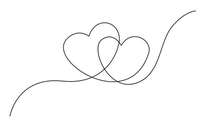 Hearth love continuous line hand writing illustration