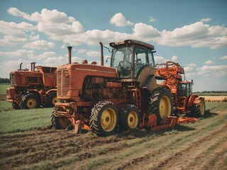 combine harvester working on the field. Generative wtih AI