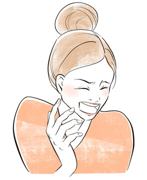 Clip art: woman in pink shirt with disgusted expression