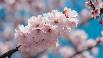 Obraz premium A cluster of cherry blossoms in full bloom, the soft pinks and whites