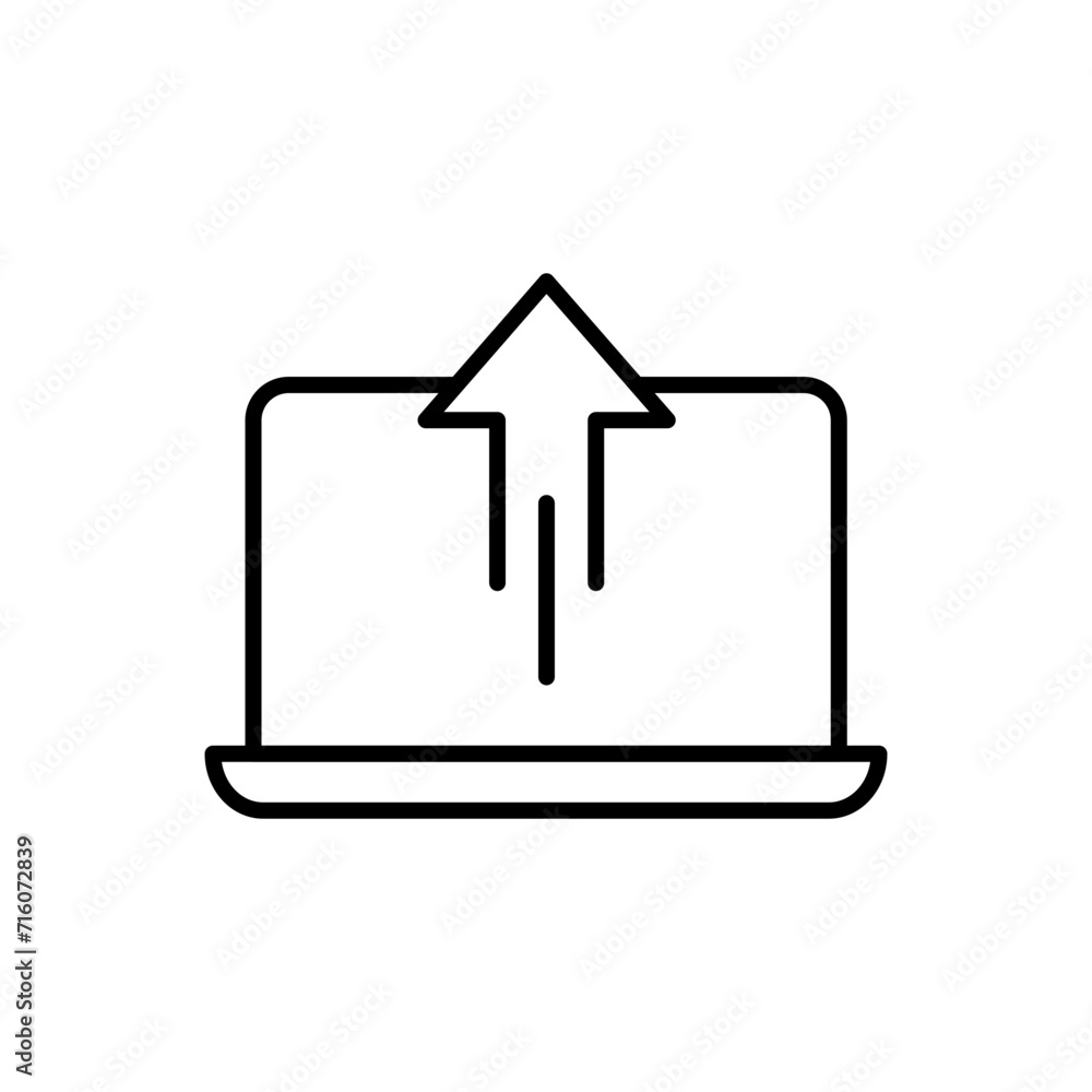 Poster upload device outline icons, minimalist vector illustration ,simple transparent graphic element .iso