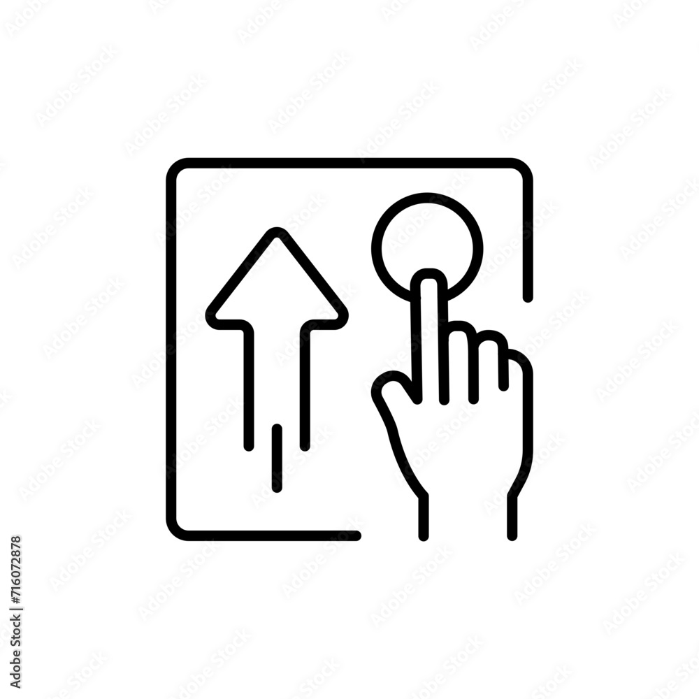 Poster upload button outline icons, minimalist vector illustration ,simple transparent graphic element .iso