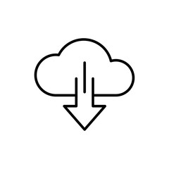 Cloud download outline icons, minimalist vector illustration ,simple transparent graphic element .Isolated on white background