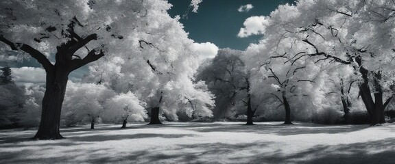 nfrared Photography of a Park, an infrared photo transforming a regular park scene into a surreal 