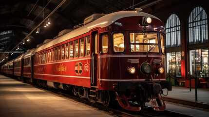 historic electric train in a Museum Setting: A historic electric train, beautifully restored