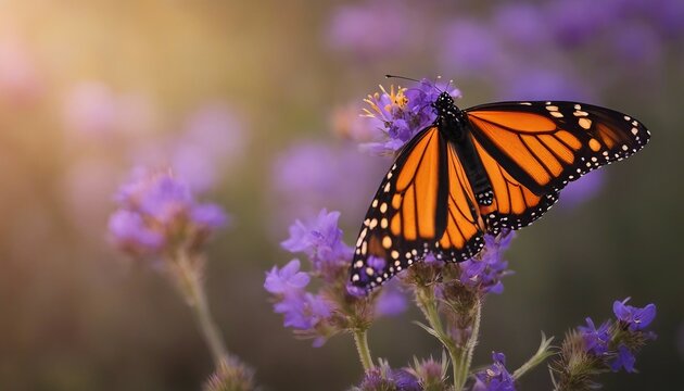 Monarch Butterfly on Wildflower, a Monarch butterfly with its distinctive orange and black wings