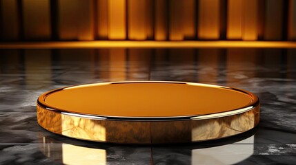 podium product stand or display with gold, luxury background and cinematic light