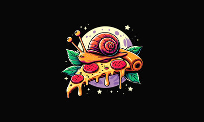 snail and pizza vector illustration artwork design