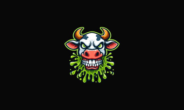head cow angry and slime vector mascot design