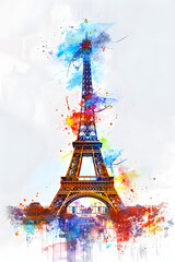 grunge colorful eiffel tower