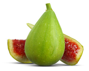 Fresh ripe green figs isolated on white
