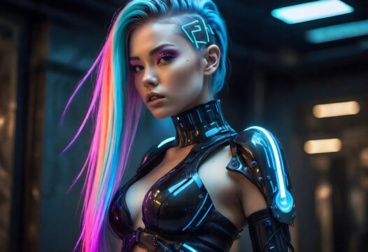cyber woman with futuristic style