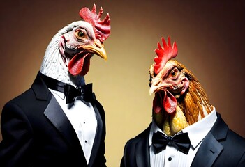 the chicken is getting married - obrazy, fototapety, plakaty