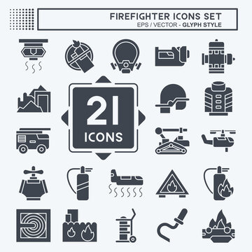Icon Set Firefighter. related to Education symbol. glyph style. simple design editable. simple illustration