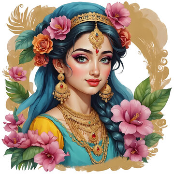 shri radha spritual queen art on transparent background