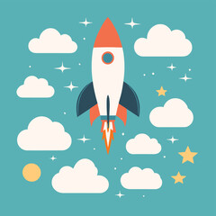 Rocket launch vector illustration startup idea concept design