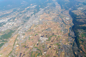 空撮　日本の田園風景