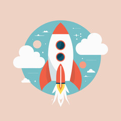 Rocket launch vector illustration startup idea concept design
