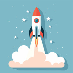 Rocket launch vector illustration startup idea concept design