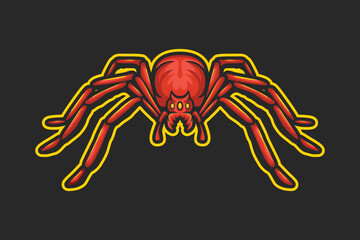Red spider mascot logo design illustration