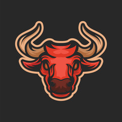 Bull head mascot logo character illustration