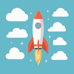 Rocket launch vector illustration startup idea concept design