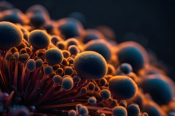 close up view of virus bacteria fungus with its host in the open air with humid air - obrazy, fototapety, plakaty