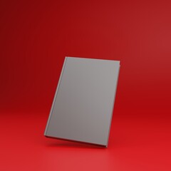 3d rendering book on a red background, for mock up design	
