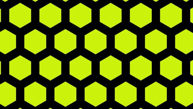 Pulse Yellow Hexagon, Black Background