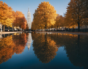 Autumn Reflections in Urban Park
