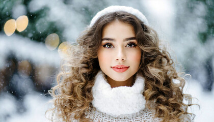 Woman Close-up Winter Outdoor Portrait