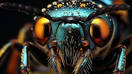 Close up of beetle in natural habitat, wildlife photography for nature enthusiasts and entomologists - obrazy, fototapety, plakaty