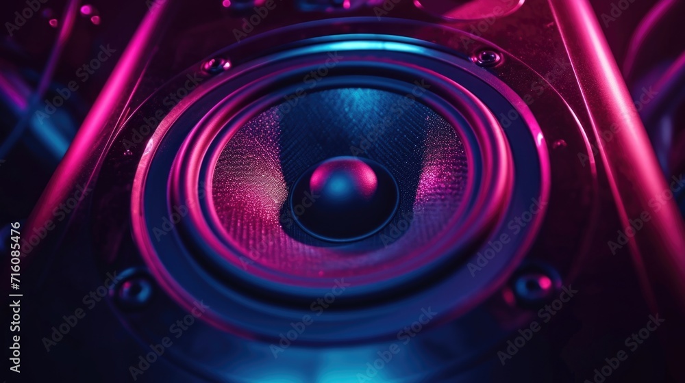 Aufkleber footage of a speaker in a dark room its surface visibly quivering as it produces an impressive displ