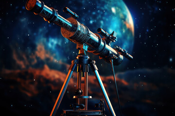 A cutting-edge telescope captures images of distant galaxies, revealing the wonders of the cosmos and fueling humanity's curiosity about the mysteries of space.  Generative Ai.