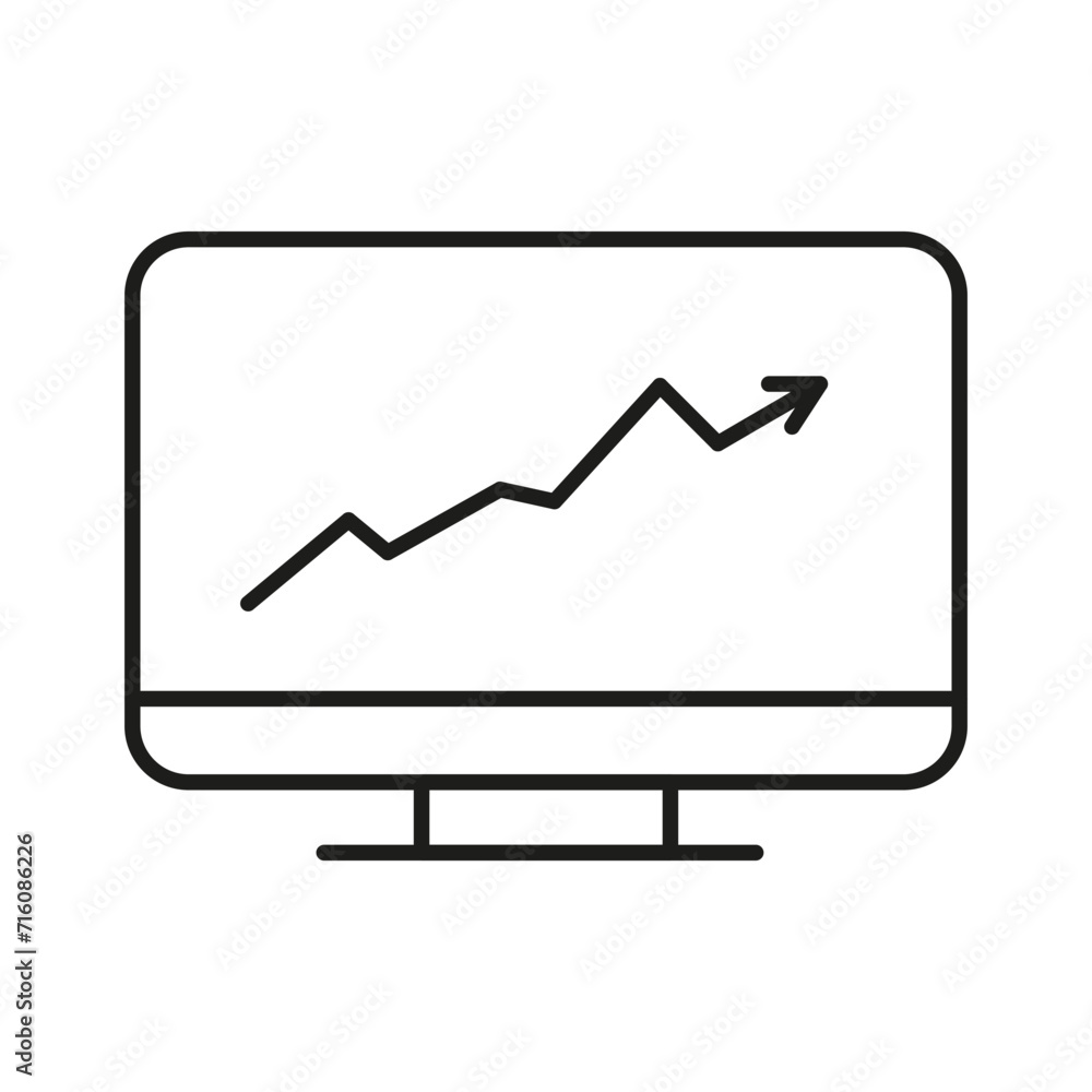 Poster financial analytic chart graphs on computer monitor. vector illustration. eps 10.