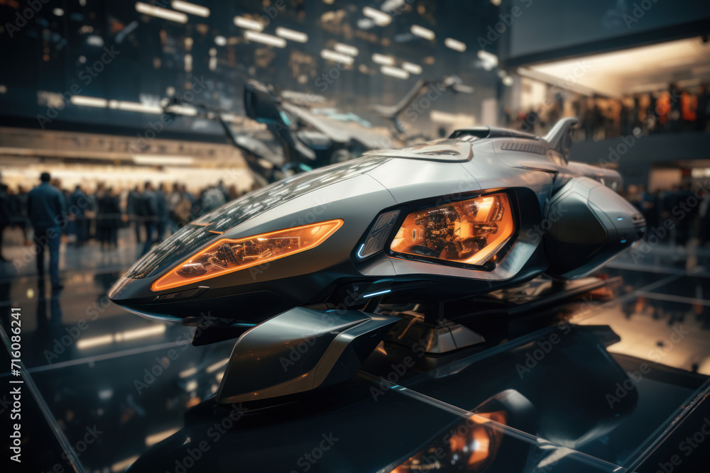 Poster a futuristic technology expo showcases cutting-edge inventions, sparking wonder at the potential for