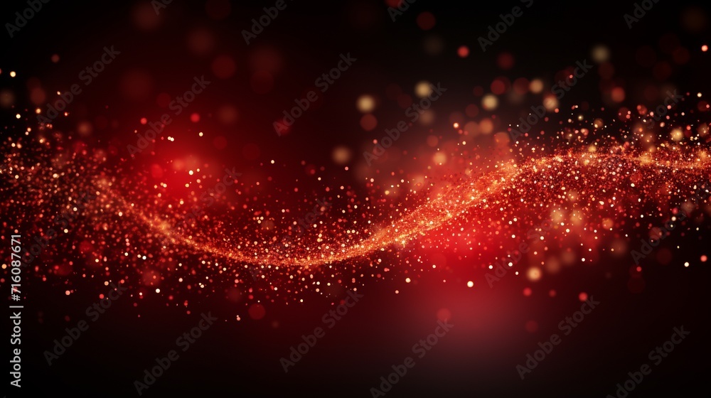 Poster vibrant abstract red particle mesh technology background with futuristic elements