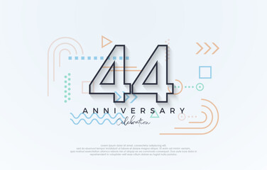 simple design 44th anniversary. with a simple line premium design. Premium vector for poster, banner, celebration greeting.