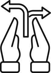 Take care of choice icon outline vector. Ambiguity reveal. Arrow data