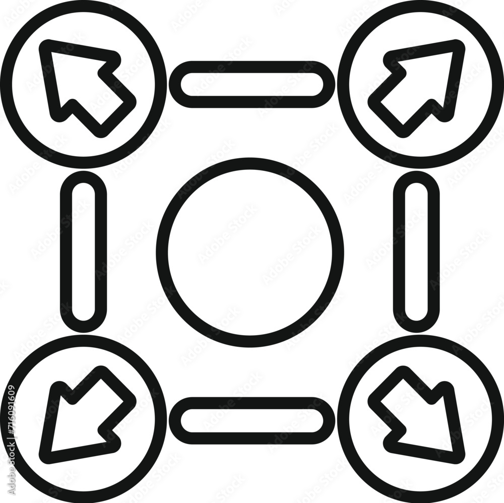 Poster ambiguity square icon outline vector. business choice. cube block brain