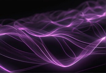  Violet neon lines abstract wallpaper, Streaming energy on black background from Generative AI